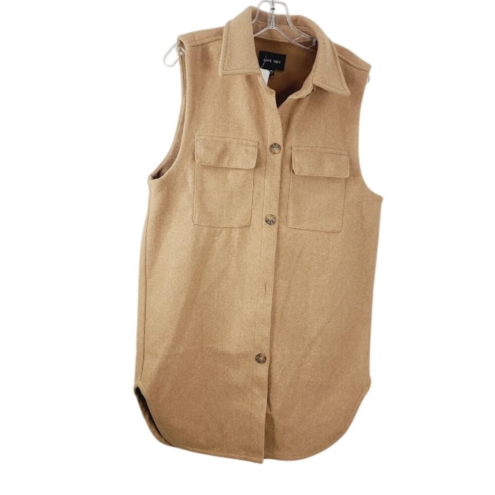 Love Tree Women's Brown Sleeveless Classic Button-Front Utility Vest‎ Size M